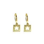 Inside star square earrings - Goud