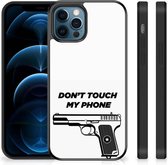Telefoonhoesje iPhone 12 Pro | 12 (6.1") Back Case Siliconen Hoesje met Zwarte rand Pistol Don't Touch My Phone