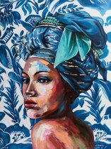 Canvas Schilderij Dame in Blauw Blue Beauty
