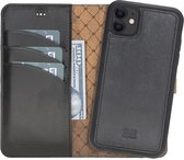 Bouletta geschikt voor iPhone 12 (Pro) leder uitneembare BookCase hoesje - Rustic Black