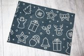 Kerstmis vloerkleed tapijt kinderkamer Christmas Blue Figures – Wasbaar – Antislip – 85x60