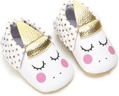 Eenhoorn baby slofjes met stipjes - 0/6 maanden - Unicorn - PU leer - Kraamcadeau - Babyshower