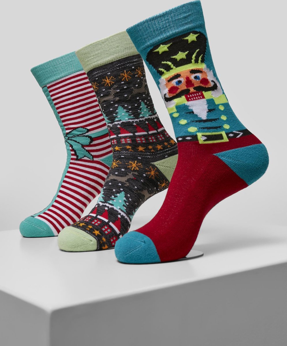 Urban Classics Christmas Nutcracker 3-Pack Sokken 35/38 Multicolours Multicolor