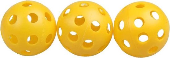 Firsttee - 12 Plastic gele trainingsballen - GRATIS ballennet -Stevig gebouwd - Golfballen - Ballen - Golf accessoires - Cadeau - Golftrainingsmateriaal - Sport - Training - Golfset - Swing net - Trolley - Trainingsmaterialen - Golfbal - Oefenen mat van Firsttee — afbeelding 3