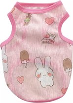 Shirt voor hondjes - "Roze met konijntjes" - Maat XL