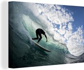 Canvas Schilderij Surfer op golfen - 120x80 cm - Wanddecoratie