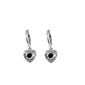 Heart with diamond earrings - Zilver