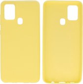 Bestcases Color Telefoonhoesje - Backcover Hoesje - Siliconen Case Back Cover voor Samsung Galaxy A21s - Geel