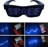 Lunettes LED lumineuses Blauw - avec Bluetooth - motifs de texte - Animation en mouvement lumineux - Festival de fête