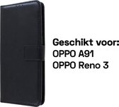HGA Telefoonhoesje - Book Case - Geschikt Voor Oppo Reno 3 4G - Zwart