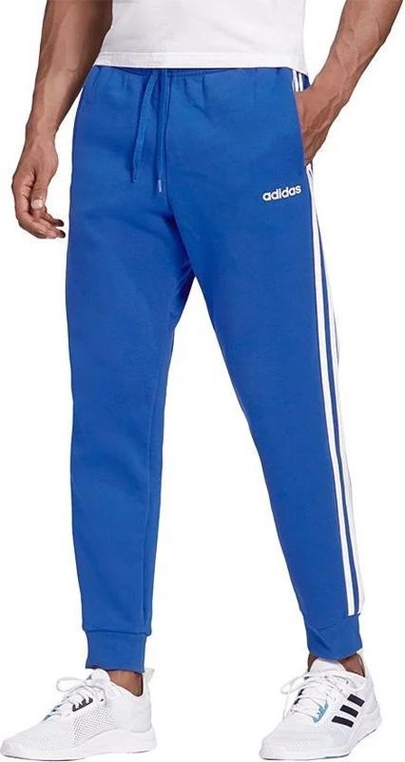 adidas Essentials 3-Stripes Fleece trainingsbroek heren blauw/wit ...