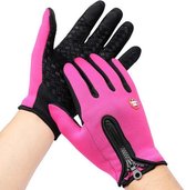 Fietshandschoenen  winter met extra grip en touchscreen gevoelig roze maat L Sandesen®