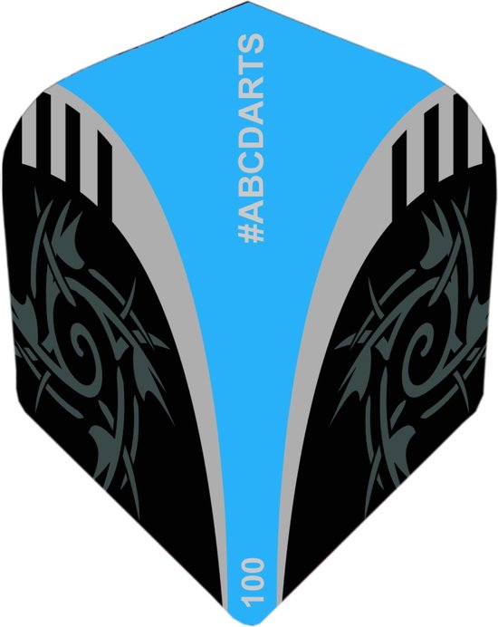 ABCDarts - Dart Flights En Dart Shafts - Tribal Edgeglow - Short Lichtblauw - 5 sets van ABCDarts — afbeelding 2