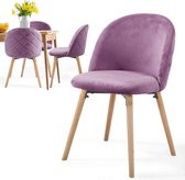 Trend24 - Eetkamerstoelen set van 4 - Stoelen eetkamer - Stoelen set van 4 - Stoelen 4 stuks - Stof - Beukenhout - Paars