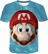 Mario t-shirt - Mario geblokt gezicht - 140 - kinderen - kleding - mode - Mario - korte mouw