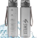 Swilix ® Drinkfles - 1 Liter - Drinkfles met Tijdmarkering - Grijs