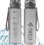 Bouteille Swilix ® - Bouteille d'eau - Bouteille d'eau 1 litre - Bouteille avec horodatage - Étanche et durable - Sans BPA - Réutilisable