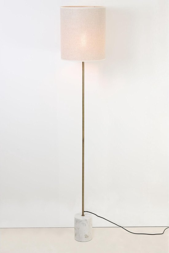 vt wonen by Light & Living Marble Vloerlamp - Wit/Antiek Brons - Ø20x153 cm  | bol.com
