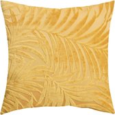 Luxe Sierkussen Okergeel Botanisch Reliëf - 45 x 45 cm - polyester - wonen - interieur