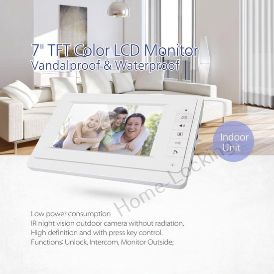 Home-Locking videofoon met 2 binnen panelen en elektro box 12VDC voor aansluiting elektrisch slot.DBF-DT-2215-1E-2 van Home-Locking — afbeelding 3