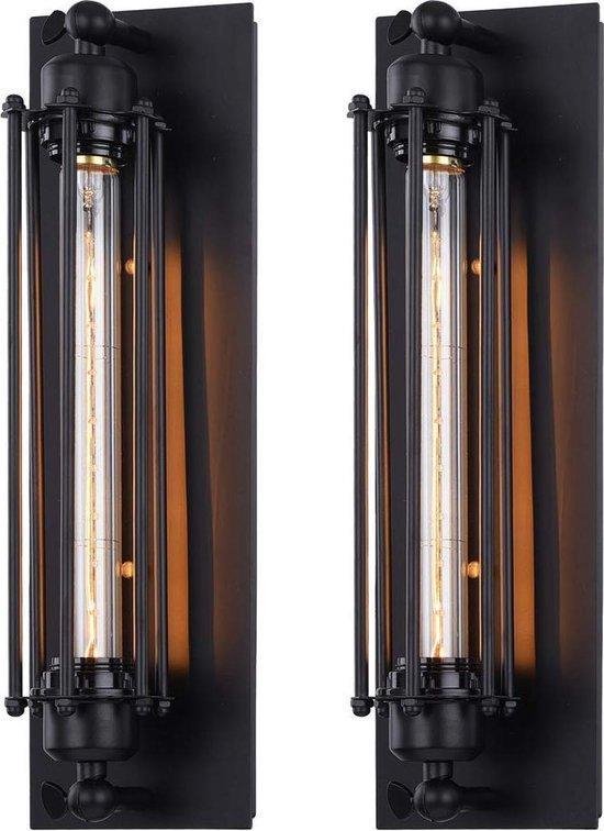 Wandlamp industrieel zwart (1x) - E27 - metaal - retro look + Gratis Lamp |  bol.com