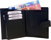 THL Design Portemonnee Heren Echt Leer - Afsluitbaar 10 Pasjes Heren Billfold Zwart