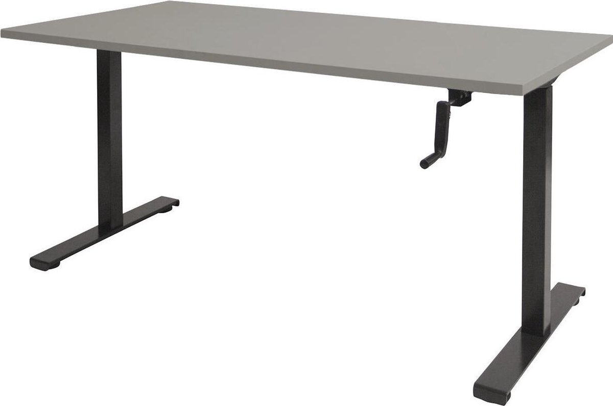 RoomForTheNew Bureau Heathrow Slinger-Desk - Zit sta Bureau - Zit sta Bureau Elektrisch - Gaming Bureau - Game Bureau - Verstelbaar Bureau - standing Desk - slinger bureau--Grijs blad-Zwart  onderstel- 140x80