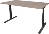 RoomForTheNew Bureau Schiphol plus-Bureau - Bureautafel - Gaming bureau - Game bureau - Computertafel - Desk - Bureau wit - Verstelbaar bureau - Gaming Desk - Bureau tafel - Bureau verstelbaar--Havana blad-Zwart  onderstel- 160x80