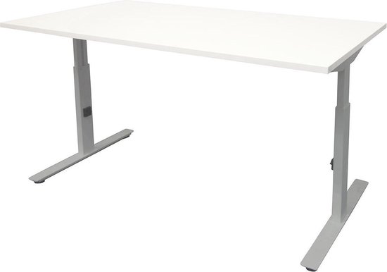 RoomForTheNew Bureau Schiphol plus-Bureau - Bureautafel - Gaming bureau - Game bureau - Computertafel - Desk - Bureau wit - Verstelbaar bureau - Gaming Desk - Bureau tafel - Bureau verstelbaar--Wit blad-Aluminium  onderstel- 180x80