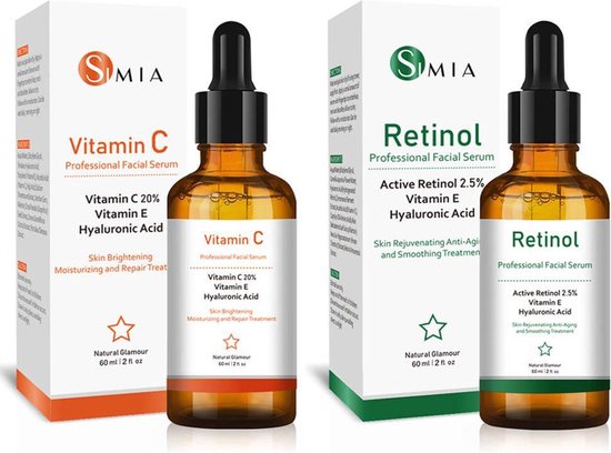 Simia™ Original Active Retinol Serum - Met Vitamine E & Hyaluronzuur - Gezichtsserum - Collageen - Anti Aging - Celvernieuwing - Anti-Acne - Tegen Mee-eters en Grove Poriën - Tegen Pigmentvlekken - 60ml - SIMIA™