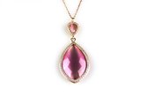 model Markies collier in zilver roze verguld gezet roze steen en cubic zirconia
