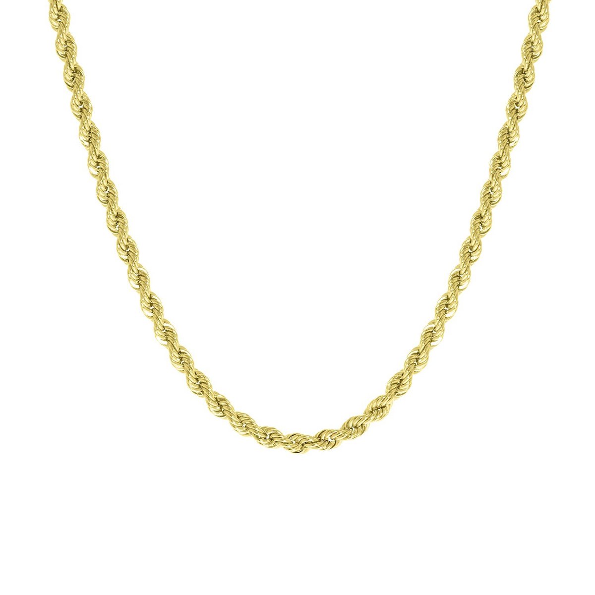 Lucardi Dames Ketting koordschakel - 14 karaat goud - Ketting - Cadeau - 45 cm - Geelgoud