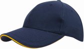 Benza luxe canvas sandwich Baseballcap - Donkerblauw/Geel