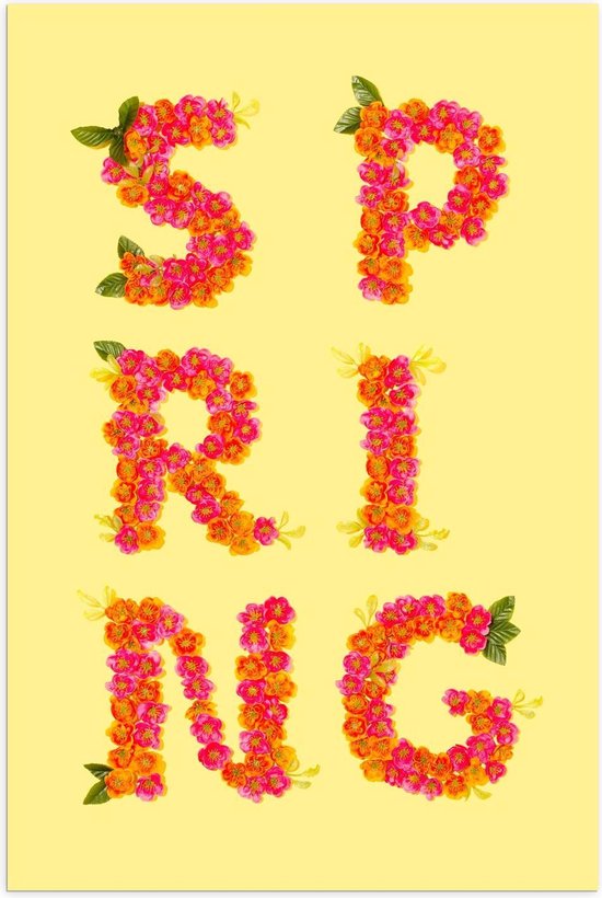 Poster – 'SPRING' Bloemen Letters - 80x120cm Foto op Posterpapier