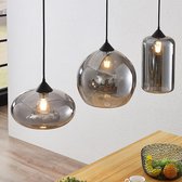 Lindby - hanglamp - 3 lichts - metaal, glas - E27 - rookgrijs