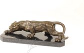 Sluipende luipaard - Bronzen beeldje - Sculptuur - 13,8 cm hoog
