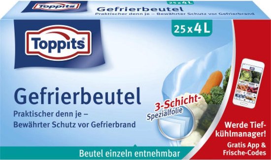 Diepvrieszakken Toppits 4 Liter 50 Stuks 2 X 25 Stuks Geen Zipsluiting Bol Com Diepvrieszakken Toppits 4 Liter 50 Stuks 2 X 25 Stuks Geen Zipsluiting Bol Com