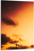 Dibond - Wolken in Oranje Lucht - 80x120cm Foto op Aluminium (Wanddecoratie van metaal)