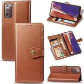 AA Commerce Telefoonhoesje - Book Case - Geschikt Voor Samsung Galaxy Note20 - Bruin
