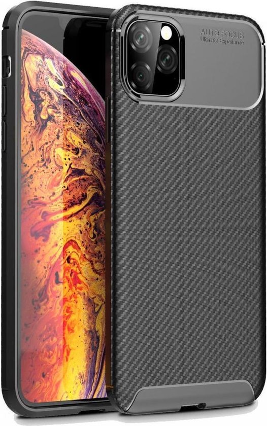 Apple iPhone 12 Pro Max Hoesje Siliconen Carbon Back Cover Zwart | bol.com