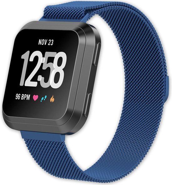 Eyzo Fitbit Versa, Versa light en Versa 2 band- Roestvrijstaal- Blauw - S |  bol.com