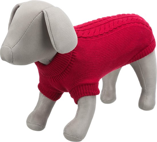 Hondentrui met kabelmotief - Rood - Nekomvang: 34 cm Buikomvang: 44 cm Ruglengte: 40 cm