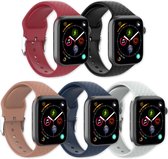 Eyzo Apple Watch 1, 2, 3,4, 5 en 6 & SE  Siliconen Bandjes - 38 / 40 mm - 5-pack