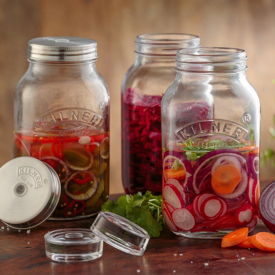 BAUER Bottle bauer - 2-delige set draadbeugel-voorraadpotten 4880 ml, geschikt als inmaak- en fermenteerglas, voor opslag, om te vullen, inclusief etiketten, Made in Germany