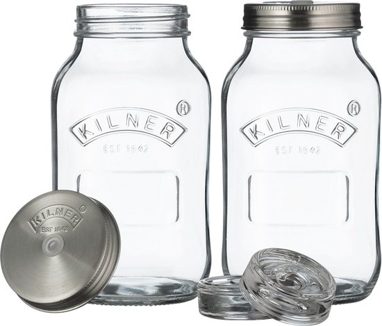 Kilner – Fermentatie set – Voor fermenteren en inmaken – 2 x 1L Voorraadpotten