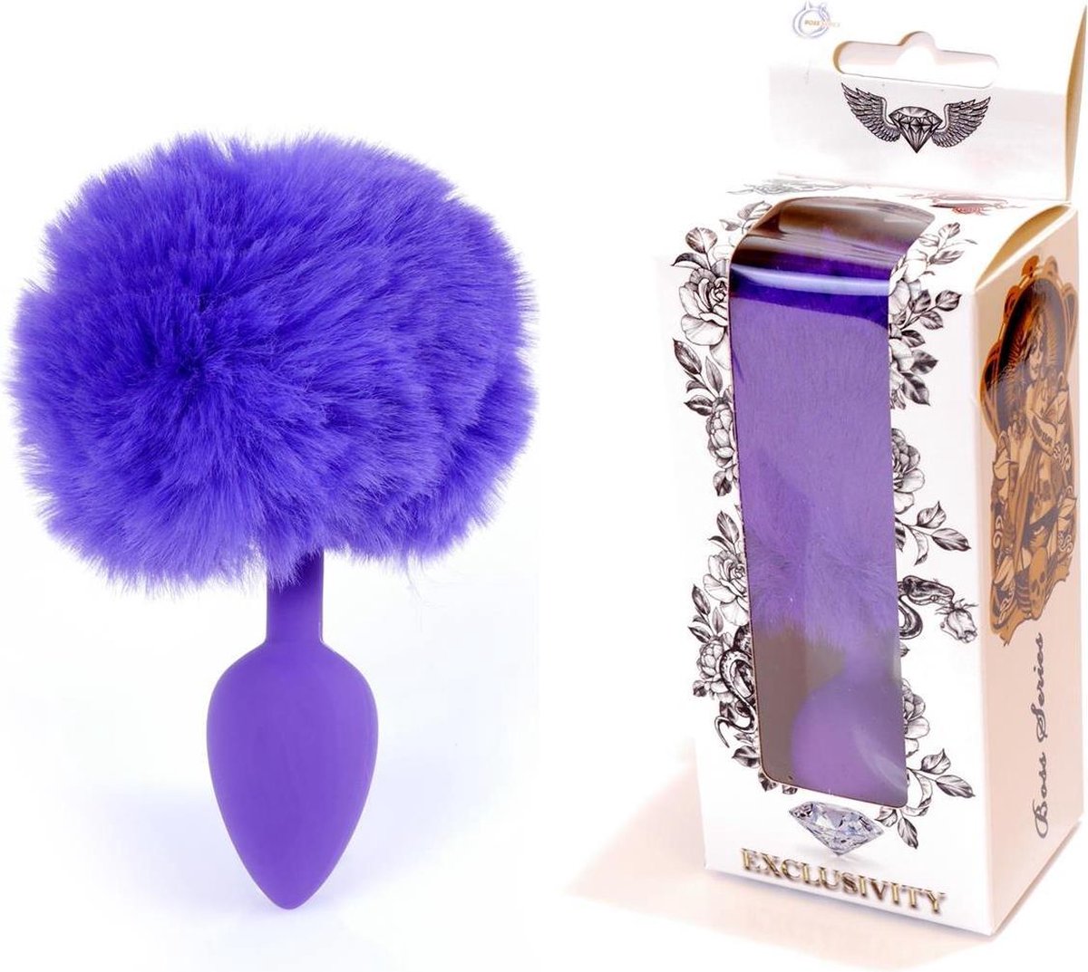 Goedkoopste Bossoftoys - Purple Silicone Anal Plug With Bunny Tail Purple - Length 6,5 Cm - Dia 2,7 Cm - 64-00101