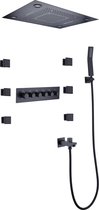 Mawialux 5 in 1 thermostatisch inbouw regendoucheset - LED verlichting - Massagejets - Waterval - Mat zwart - Leopard