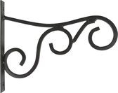 2x Zwarte hangpot haken metaal met krul - 25 x 20 cm - Muurpothangers voor plantenbakken/bloembakken - Tuin/muur decoraties