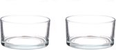 2x Lage schalen/vazen transparant rond glas 7,8 x 15 cm - cilindervormig - glazen vazen - woonaccessoires