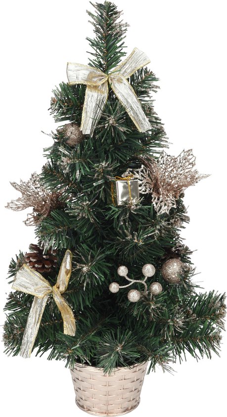 Kleine kunst kerstboom/kerstboom met champagne/beige kerstversiering 50 cm  -... | bol.com